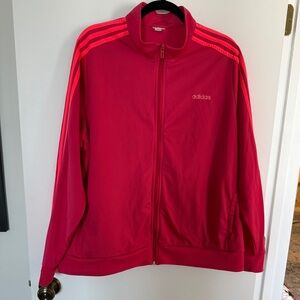 adidas Hot Pink Zip-Up Track Jacket with Stripe Accents Plus Size 3X